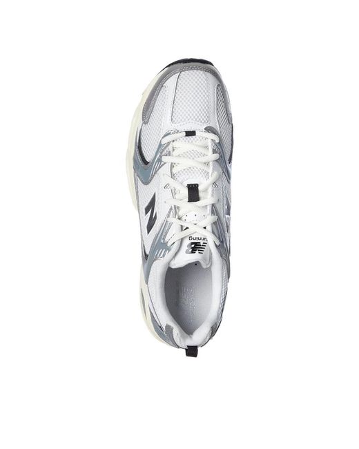 New Balance White Silberne Mesh Sneakers