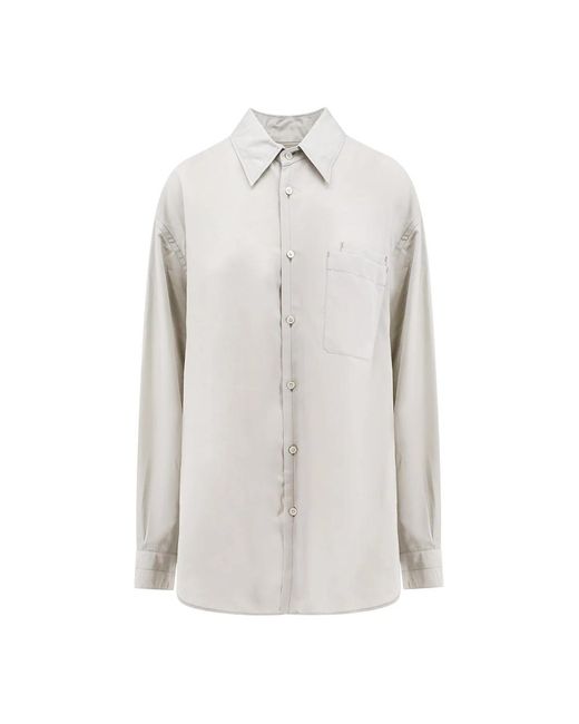 Camisa oversize de lyocell con cuello puntiagudo Lemaire de color White