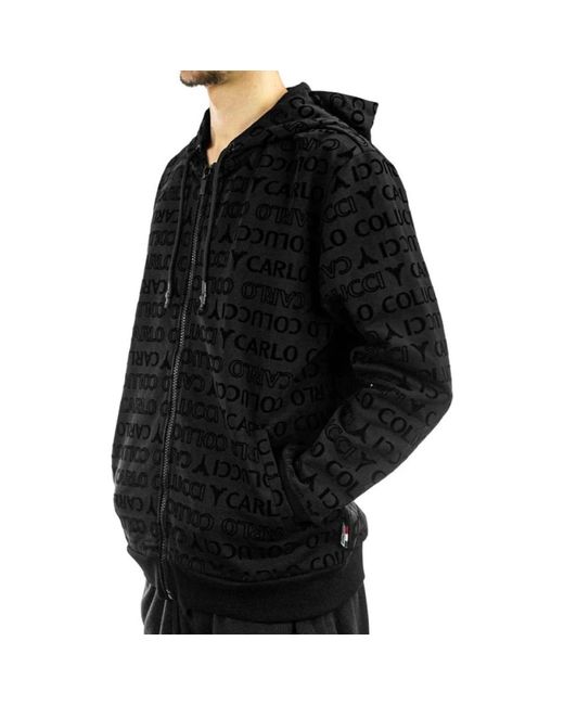 carlo colucci Hoodies & Sweatvesten ,Zwart ,Katoen Zwart Hooded Vest in het Black voor heren