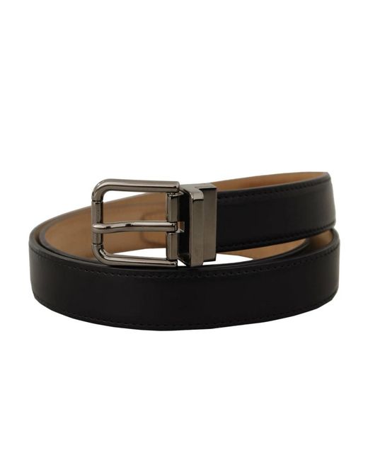 Dolce & Gabbana Zwarte Leren Riem Met Metalen Gesp in het Black