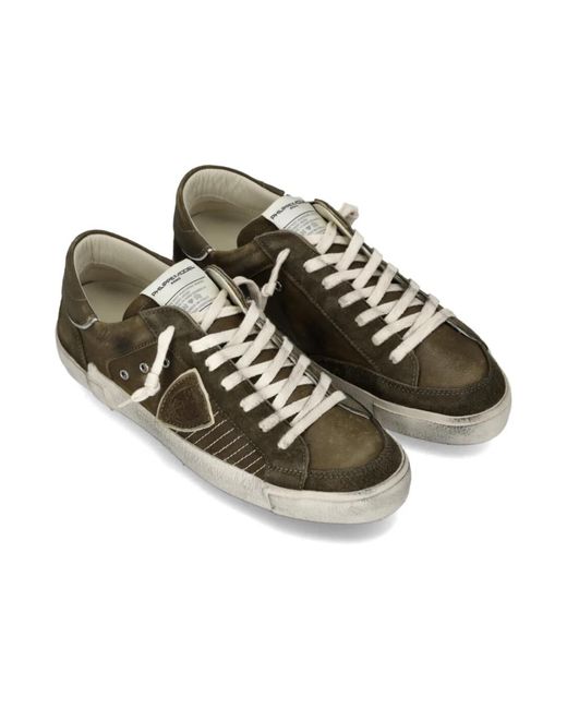 Philippe Model Schoenen ,Groen ,Katoen Prsx Tennis Sneakers in het Brown voor heren