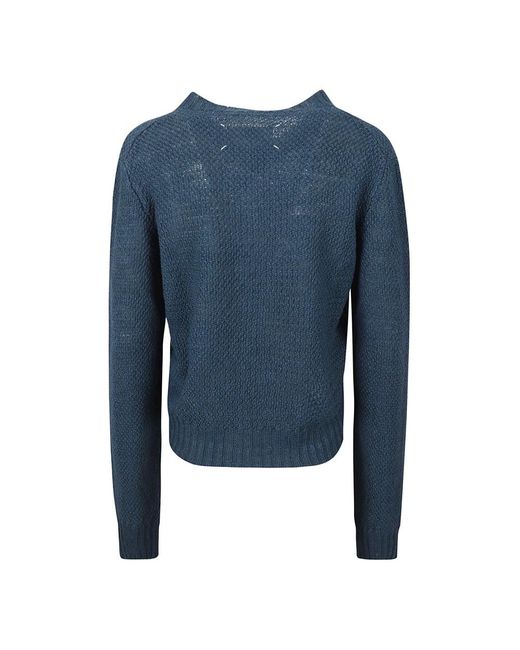 Maison Margiela Blue V-Neck Knitwear