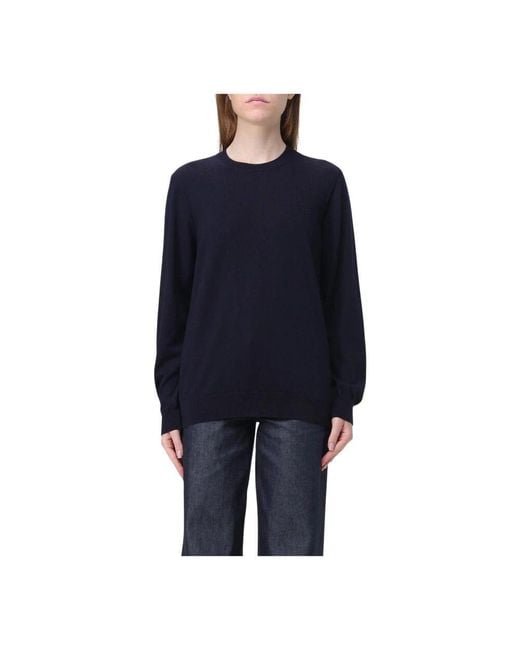 A.P.C. Blue Blauer Woll-Crewneck-Pullover