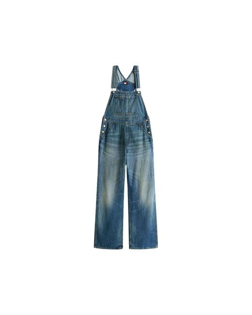 Tommy Hilfiger Blue Denim Salopette Kleid Mit Distinctive Logo