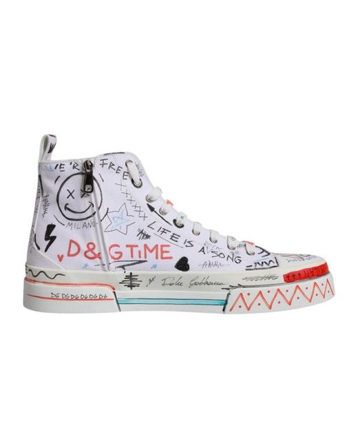 Dolce & Gabbana Graffiti print high top sneakers in Blue für Herren