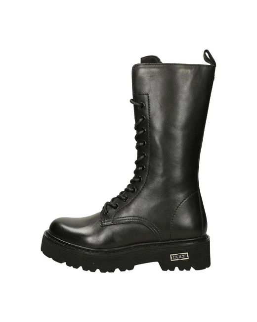 Cult Black Lace-Up Boots