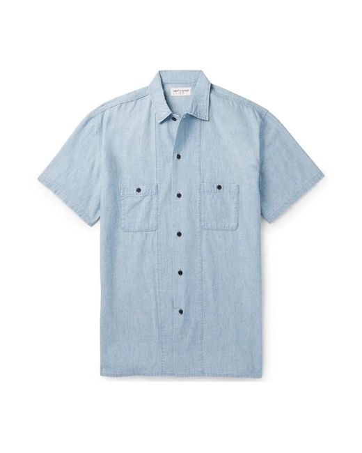 Saint Laurent Blue Short Sleeve Shirts for men