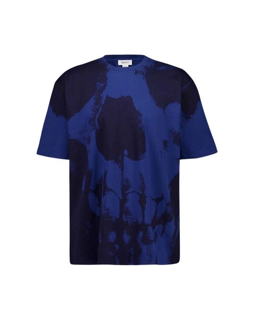 McQueen Tops ,Blauw ,Katoen Engineered Skull T-Shirt in het Blue voor heren