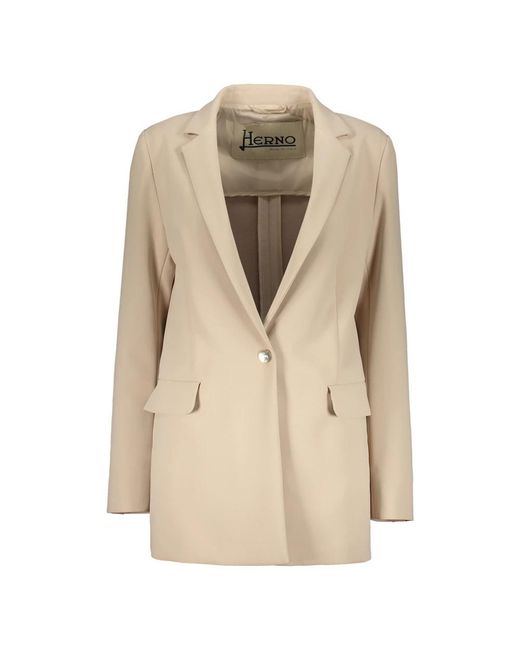 Herno Jassen ,Leer Klassieke Blazer Met Zakken En Revers in het Natural