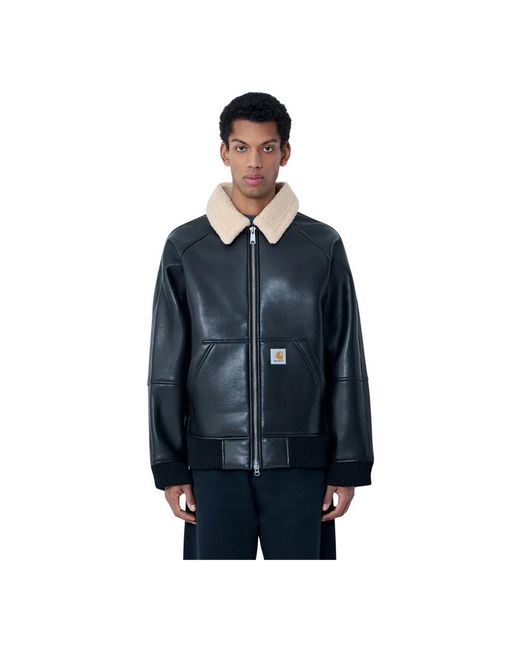 Carhartt Jassen ,Zwart ,Leer Shepton Jacket in het Blue voor heren