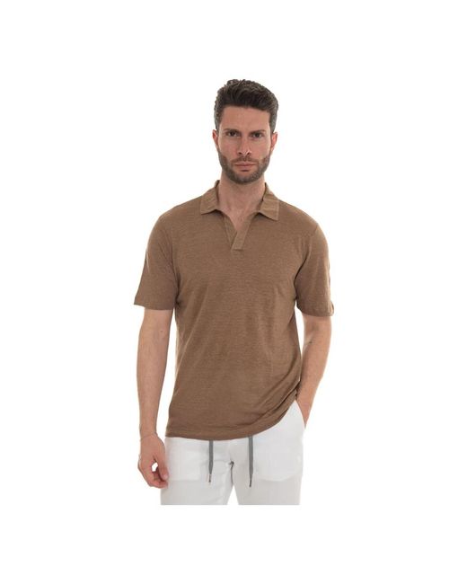 Gran Sasso Leinen polo shirt mit seitenschlitzen in Brown für Herren