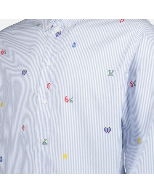 KENZO Gestreiftes pixel-hemd in Blue für Herren