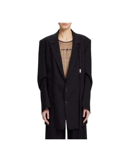 Ann Demeulemeester Single-Breasted Coats in het Black