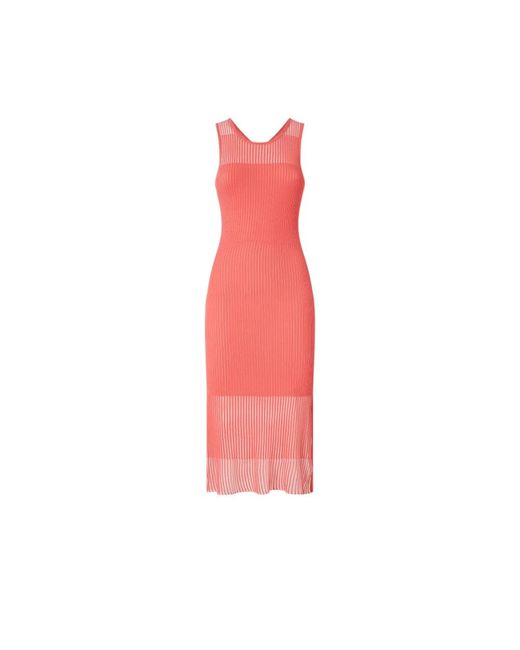 Vestido Midi Ceñido De Canalé Transparente Pinko de color Pink