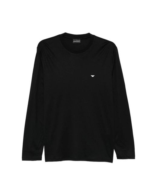 Emporio Armani Black Long Sleeve Tops for men