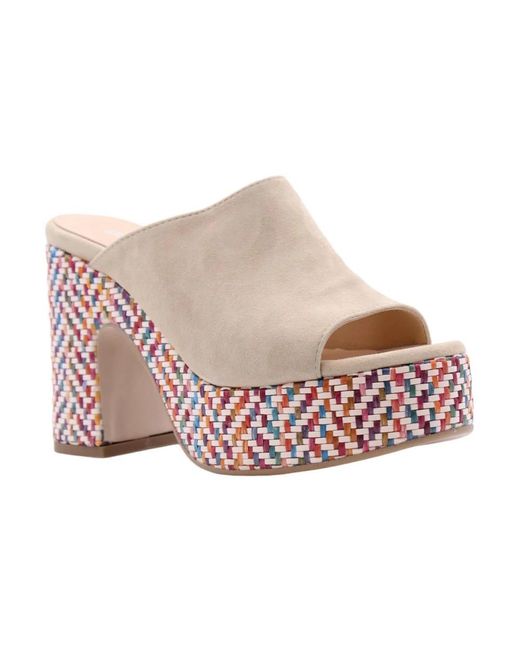 DONNA LEI Pink Heeled Mules