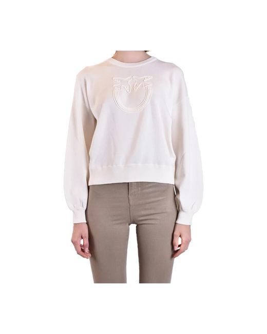 Pinko Hoodies & Sweatvesten ,Wit ,Katoen Witte Sweater in het White
