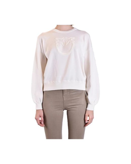 Pinko Hoodies & Sweatvesten ,Wit ,Katoen Witte Sweater in het White