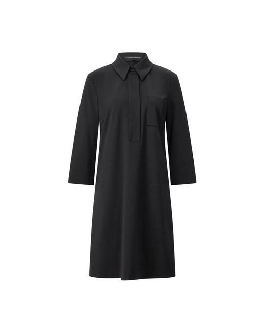 Luisa Cerano Black Sportliches Midi-Kleid Mit Polokragen