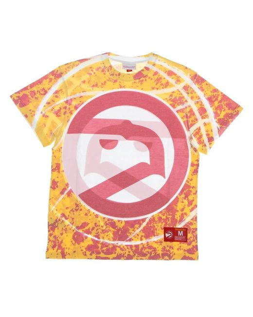 Mitchell & Ness Tops ,Veelkleurig ,Katoen Nba Jumbotron Tee Hardwood Classics in het Pink voor heren