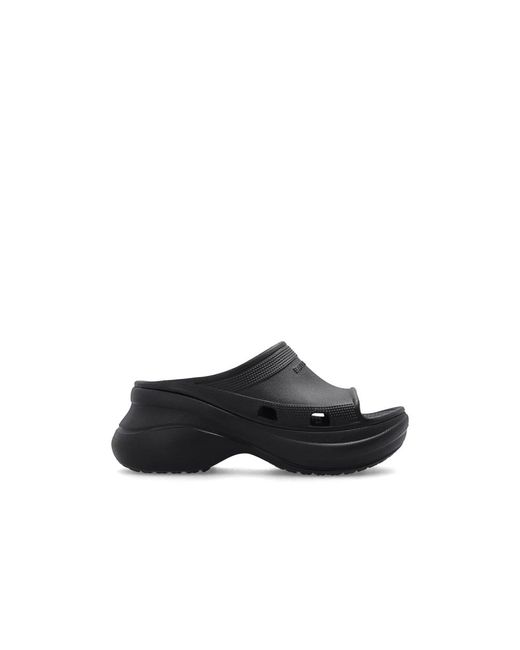 Balenciaga Black Pool Crocs Slide Sandals