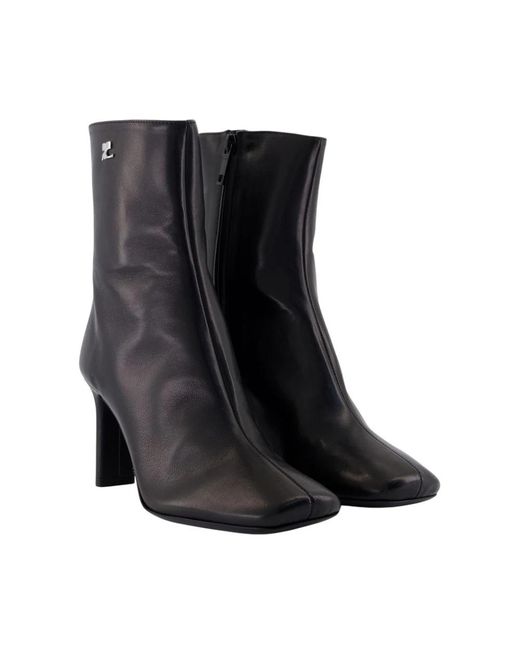 Courreges Black Square Toe 80 Ankle Boots