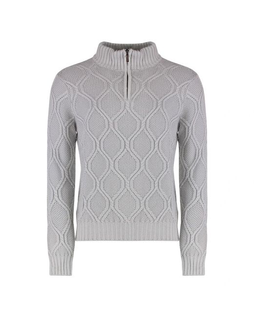 Moorer Truien & Vesten ,Grijs ,Wol Geribbelde Wol Turtleneck Sweater in het Gray voor heren