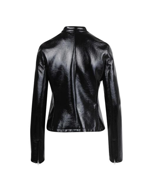 Courreges Black Vinyl City Jacke Mit Logo-Detail