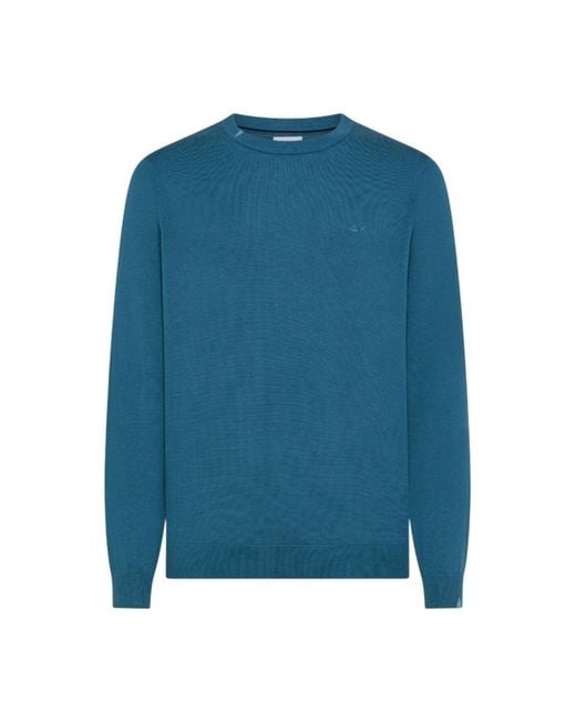 Sun 68 Blue Round-Neck Knitwear for men
