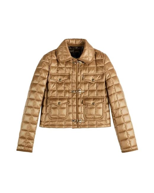 Fay Jassen ,Bruin ,Polyester Quilted Toggle Jacket in het Brown