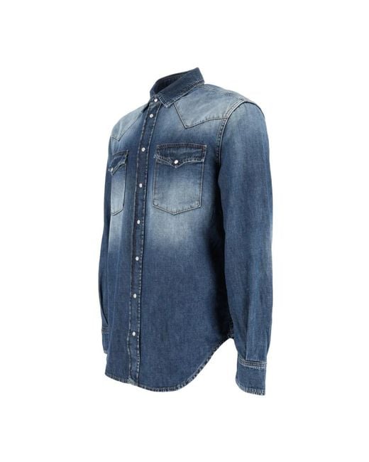 Dondup Blue Denim Shirts for men