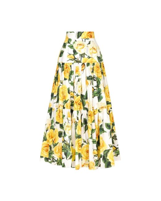 Dolce & Gabbana Yellow Long Ruffled Skirt