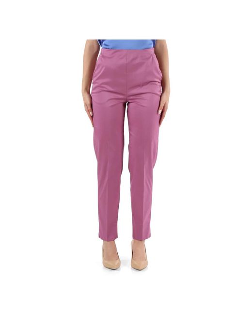 Pantaloni in cotone stretch con zip di Emme Di Marella in Purple