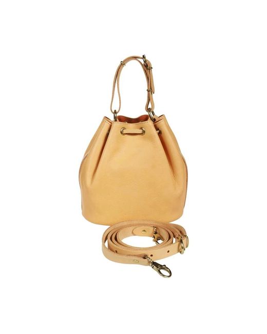 Il Bisonte Metallic Schicke Leder Eimer Tasche
