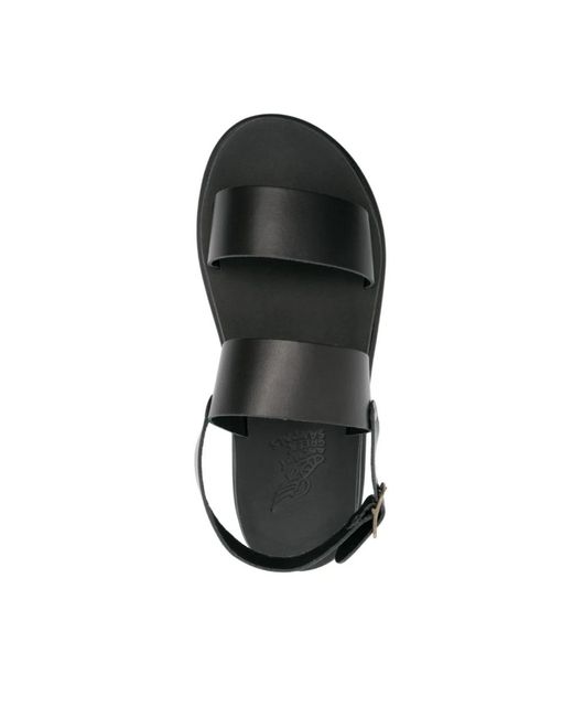 Ancient Greek Sandals Black Flat Sandals for men
