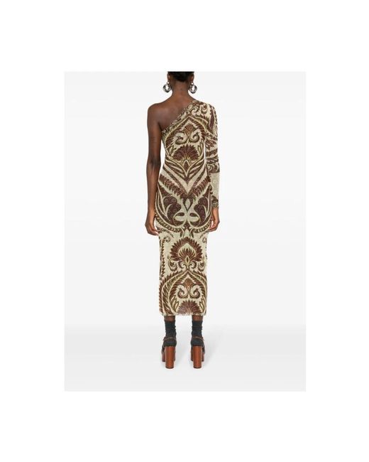 Etro Natural Schulterfreies Kleid mit abstraktem Muster