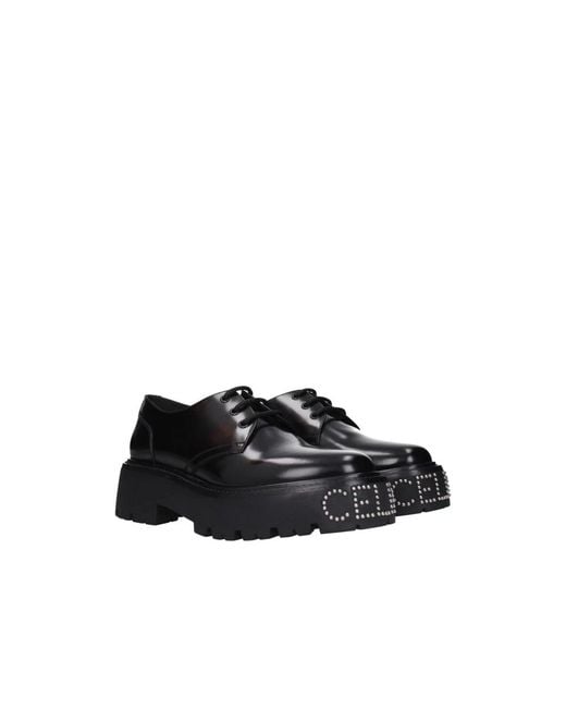 Céline Schwarze Leder Schnür-Oxfords Mit Mittelhohen Absätzen in Black für Herren