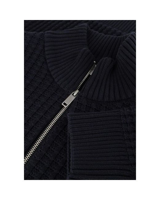SELECTED Truien & Vesten ,Blauw ,Slhtom Ls Knit Structure Half Zip in het Blue voor heren