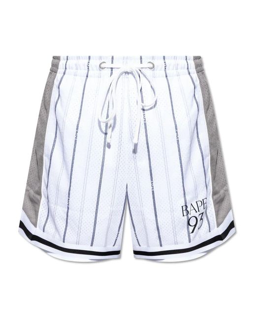 A Bathing Ape Logo Print Shorts in Blue für Herren