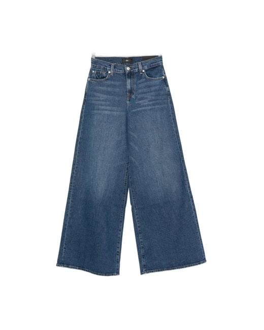 7 For All Mankind Blauwe Jeans Vijf Zakken Knoopsluiting in het Blue