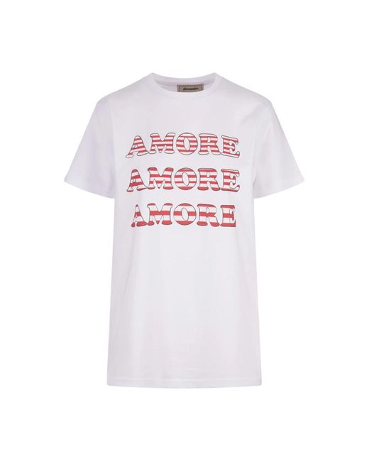 ALESSANDRO ENRIQUEZ White Amore print weiße baumwoll-t-shirt