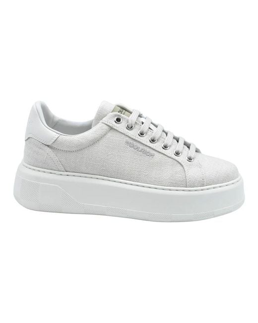 Woolrich White Leinenschuhe Mit Schnürung