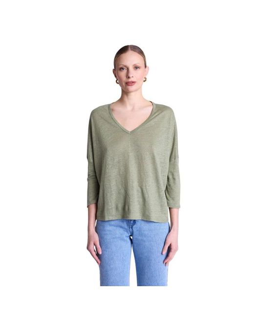 Berenice Green Leinen v-ausschnitt t-shirt