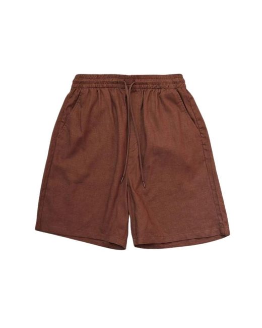 Shorts de lino marrón Les Deux de color Brown