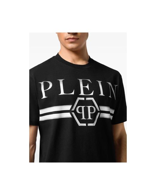 Philipp Plein Zwart Logo Print Gestreept T-Shirt in het Black voor heren