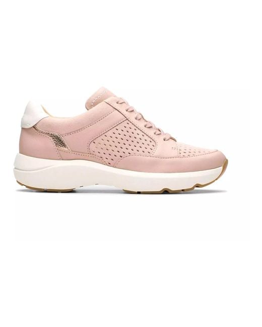 Clarks Schoenen ,Roze ,Leer Zomer Sneakers in het Pink