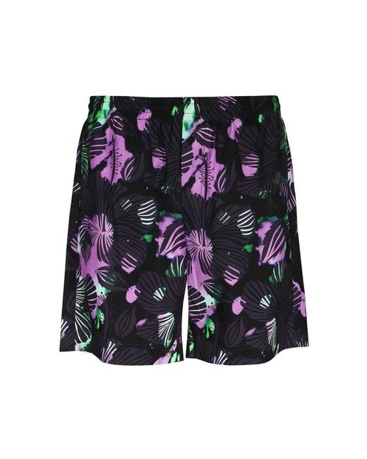 MSGM Korte Broeken ,Veelkleurig ,Katoen Katoenen Bermuda Shorts Elastische Taille Zakken in het Blue voor heren