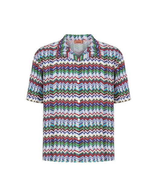 Missoni Blue Short Sleeve Shirts for men