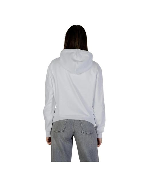 Calvin Klein Hoodies & Sweatvesten ,Wit ,Katoen Ls Archive Terry Hoodie in het Gray