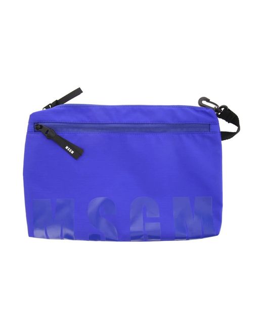 MSGM Blue Nylon Pouch Mit Logo